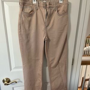 Zara pink jeans with blue at bottom